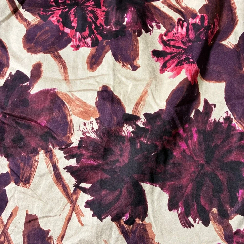 Van Heusen‎ Studio Floral Pencil Skirt Womens 8 Tan Purple Cotton Workwear